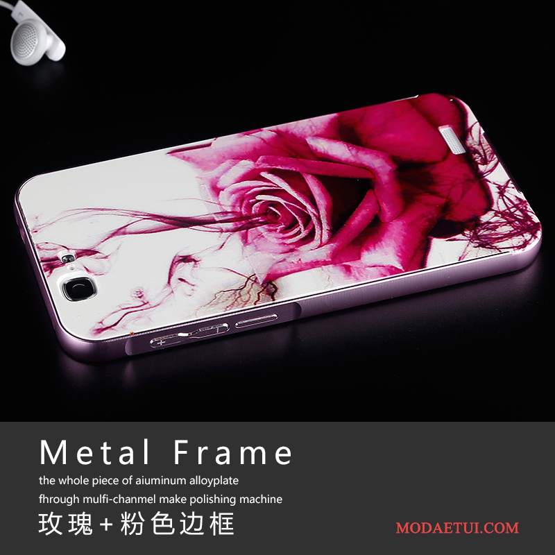 Futerał Huawei Ascend G7 Metal Na Telefon Różowe, Etui Huawei Ascend G7 Granica