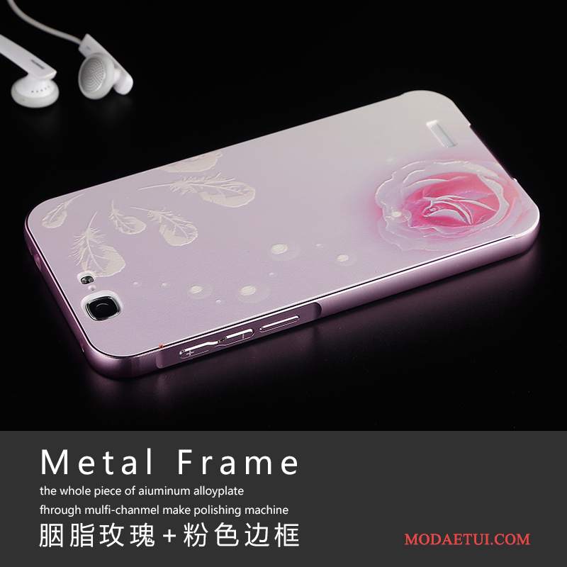 Futerał Huawei Ascend G7 Metal Na Telefon Różowe, Etui Huawei Ascend G7 Granica