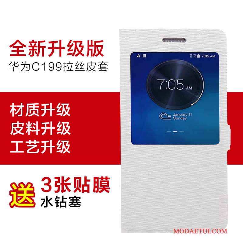 Futerał Huawei Ascend G7 Pokrowce Czarnyna Telefon, Etui Huawei Ascend G7 Skóra Anti-fall Złoto