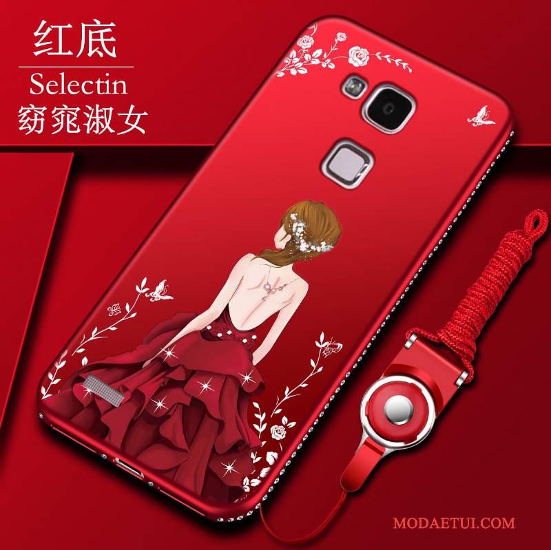 Futerał Huawei Ascend Mate 7 Ochraniacz Anti-fallna Telefon, Etui Huawei Ascend Mate 7 Miękki Czerwony Nubuku