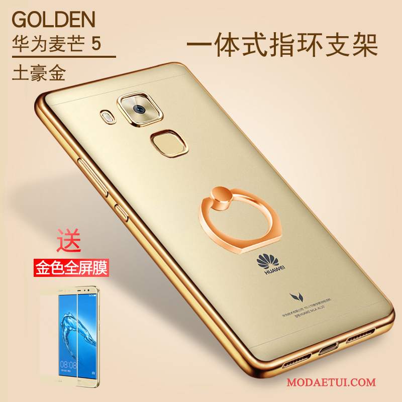 Futerał Huawei G9 Plus Silikonowe Ringna Telefon, Etui Huawei G9 Plus Wspornik Różowe Złoto Przezroczysty