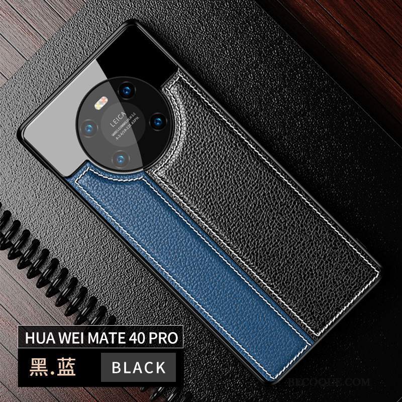 Futerał Huawei Mate 40 Pro Kreatywne Czarny Lustro, Etui Huawei Mate 40 Pro Skóra Nowy Wysoki Koniec