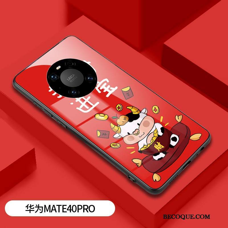 Futerał Huawei Mate 40 Pro Kreskówka Czerwony Lustro, Etui Huawei Mate 40 Pro Ochraniacz Nowyna Telefon