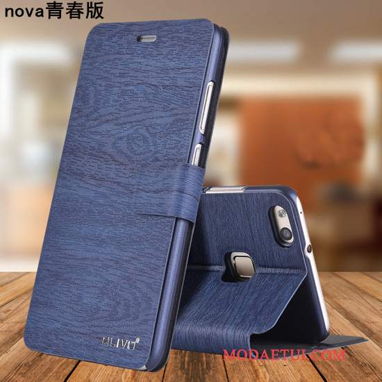 Futerał Huawei Nova Skóra Ciemno Niebieski Młodzież, Etui Huawei Nova Pokrowce Anti-fallna Telefon