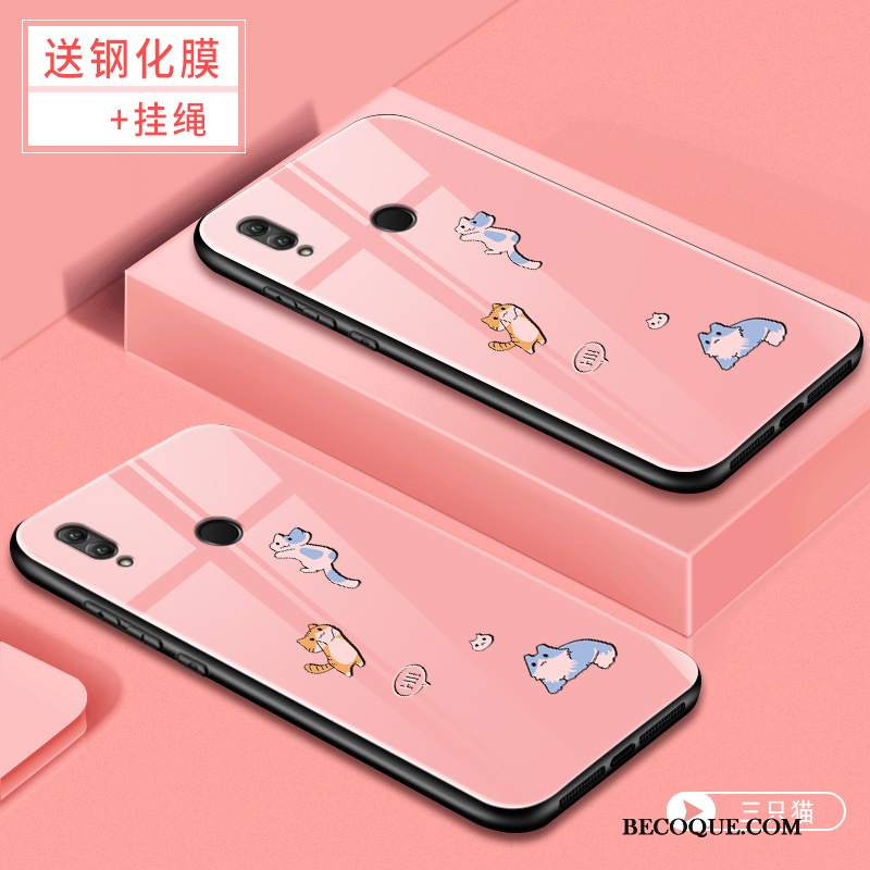 Futerał Huawei P Smart 2019 Torby Na Telefon Osobowość, Etui Huawei P Smart 2019 Kreskówka Różowe Szkło