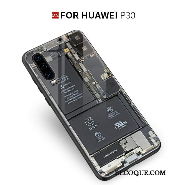 Futerał Huawei P30 Silikonowe Modna Marka Anti-fall, Etui Huawei P30 Kreatywne Czerwony Szkło