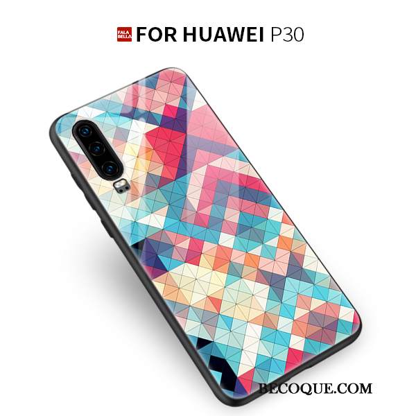 Futerał Huawei P30 Silikonowe Modna Marka Anti-fall, Etui Huawei P30 Kreatywne Czerwony Szkło