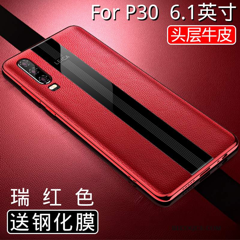 Futerał Huawei P30 Torby Czerwonyna Telefon, Etui Huawei P30 Skóra Anti-fall