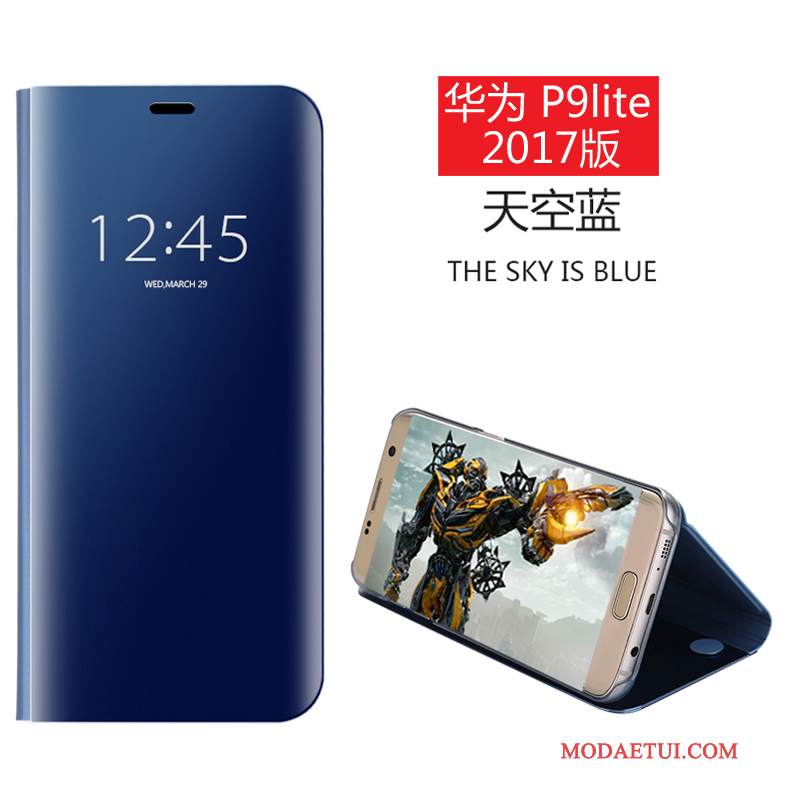 Futerał Huawei P9 Lite Ochraniacz Ciemno Niebieski Młodzież, Etui Huawei P9 Lite Skóra Lustrona Telefon
