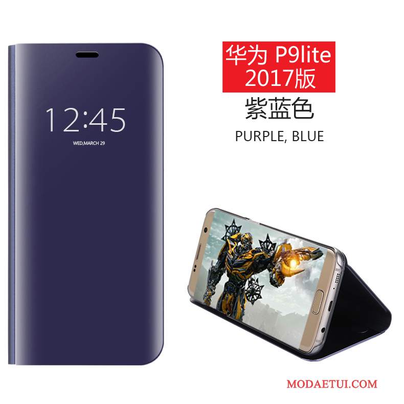 Futerał Huawei P9 Lite Ochraniacz Ciemno Niebieski Młodzież, Etui Huawei P9 Lite Skóra Lustrona Telefon