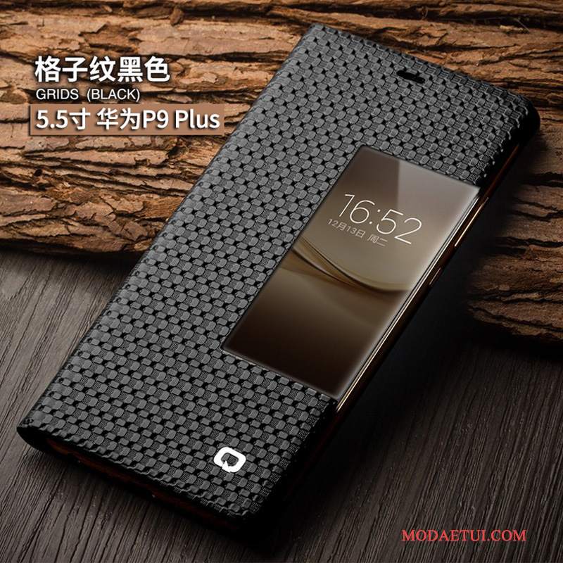 Futerał Huawei P9 Pokrowce Czarny Spoczynek, Etui Huawei P9 Skóra Na Telefon Biznes