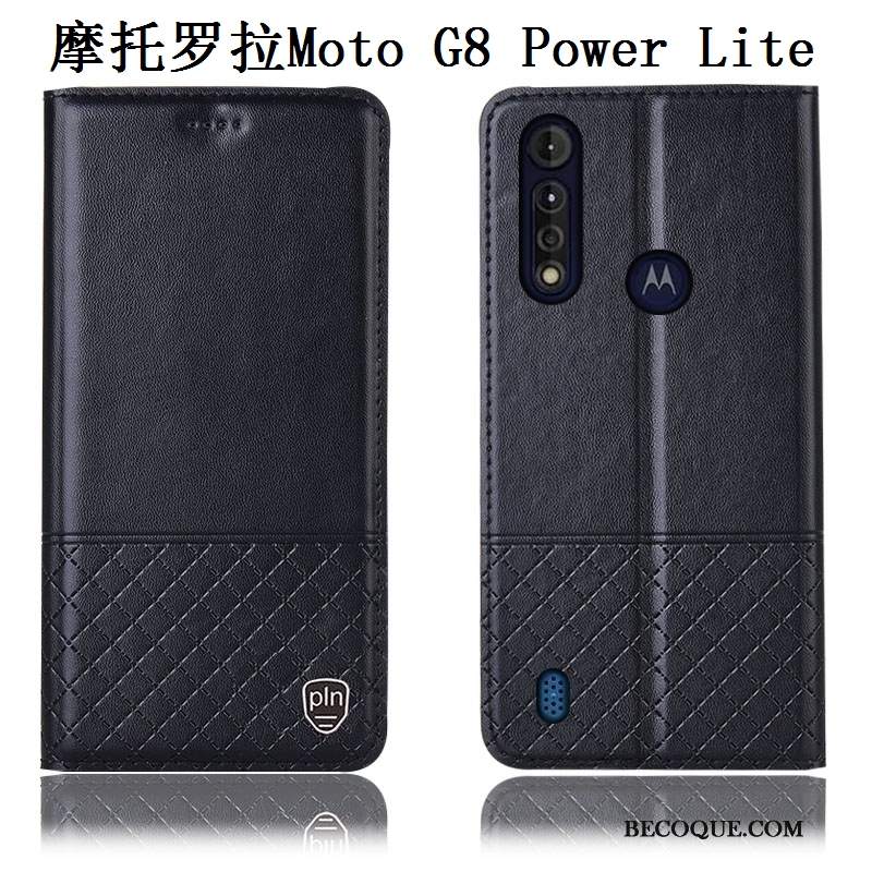 Futerał Moto G8 Power Lite Torby Na Telefon Niebieski, Etui Moto G8 Power Lite Skóra Anti-fall