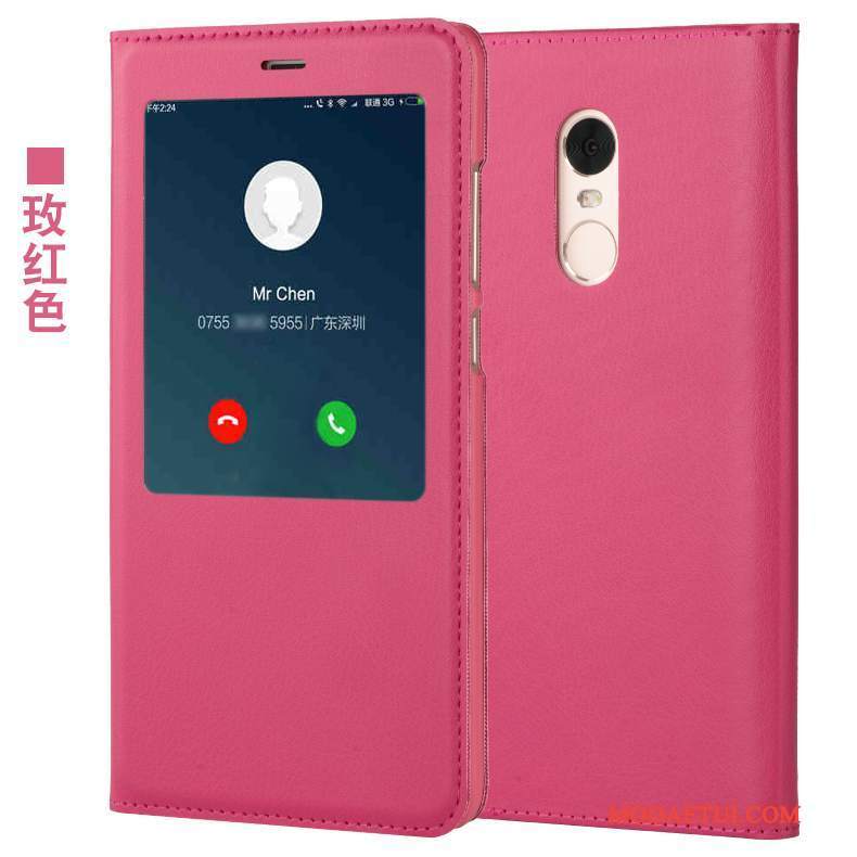 Futerał Redmi Note 4x Skóra Czerwony Różowe, Etui Redmi Note 4x Pokrowce Małyna Telefon