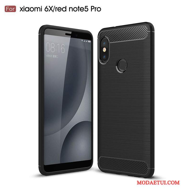 Futerał Redmi Note 5 Pro Miękki Małyna Telefon, Etui Redmi Note 5 Pro Silikonowe Czerwony Włókno
