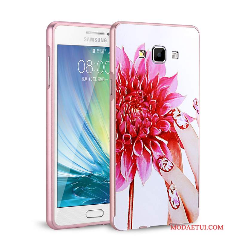 Futerał Samsung Galaxy A7 2015 Metal Granica Zielony, Etui Samsung Galaxy A7 2015 Ochraniacz Na Telefon