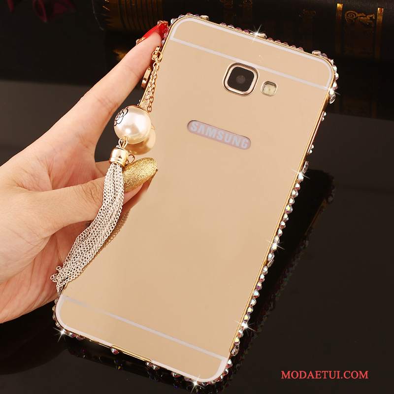 Futerał Samsung Galaxy A7 2016 Kryształkami Granica Tylna Pokrywa, Etui Samsung Galaxy A7 2016 Ochraniacz Na Telefon Różowe