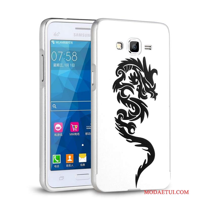 Futerał Samsung Galaxy J3 2015 Metal Na Telefon Trudno, Etui Samsung Galaxy J3 2015 Ochraniacz Anti-fall Srebro