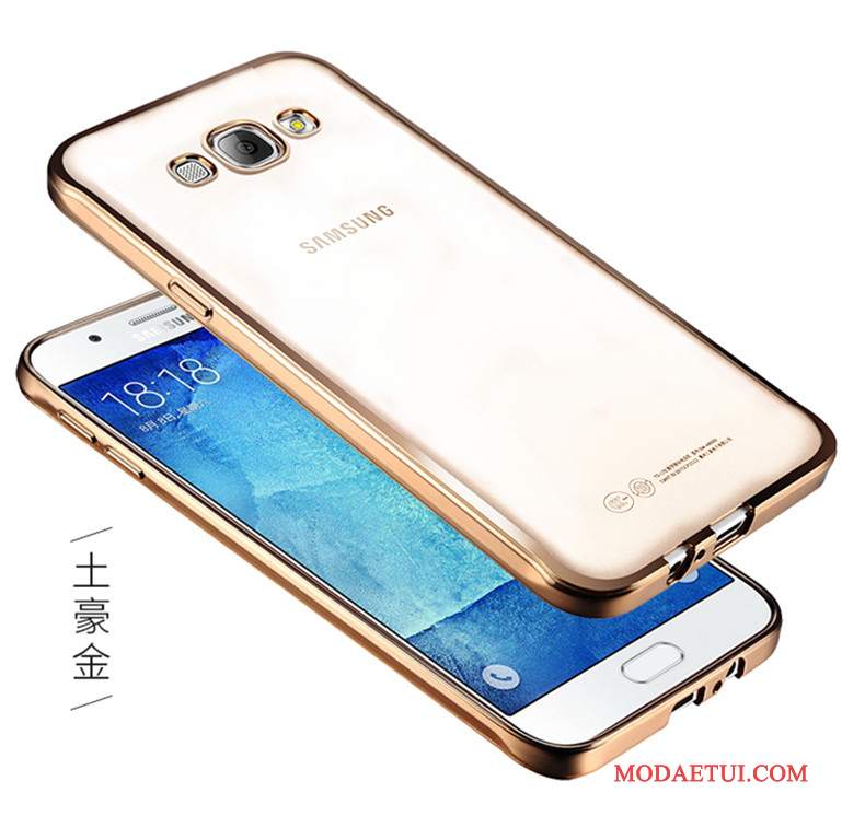 Futerał Samsung Galaxy J3 2016 Miękki Przezroczysty Złoto, Etui Samsung Galaxy J3 2016 Silikonowe Na Telefon
