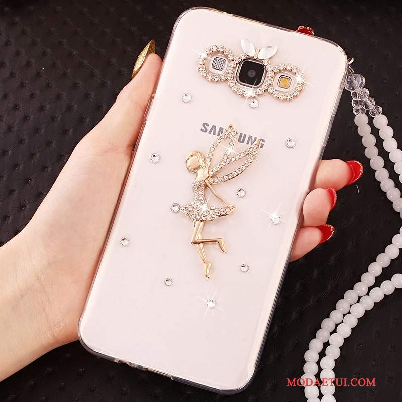 Futerał Samsung Galaxy J5 2015 Rhinestone Anti-fall Biały, Etui Samsung Galaxy J5 2015 Silikonowe Na Telefon