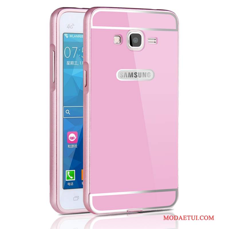 Futerał Samsung Galaxy J5 2016 Metal Srebro Trudno, Etui Samsung Galaxy J5 2016 Ochraniacz Granica Lustro