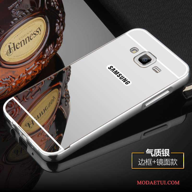 Futerał Samsung Galaxy J5 2016 Metal Srebro Trudno, Etui Samsung Galaxy J5 2016 Ochraniacz Granica Lustro