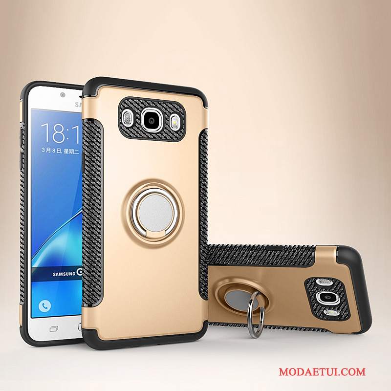 Futerał Samsung Galaxy J7 2016 Skóra Na Pokładzie Ring, Etui Samsung Galaxy J7 2016 Ochraniacz Na Telefon Anti-fall