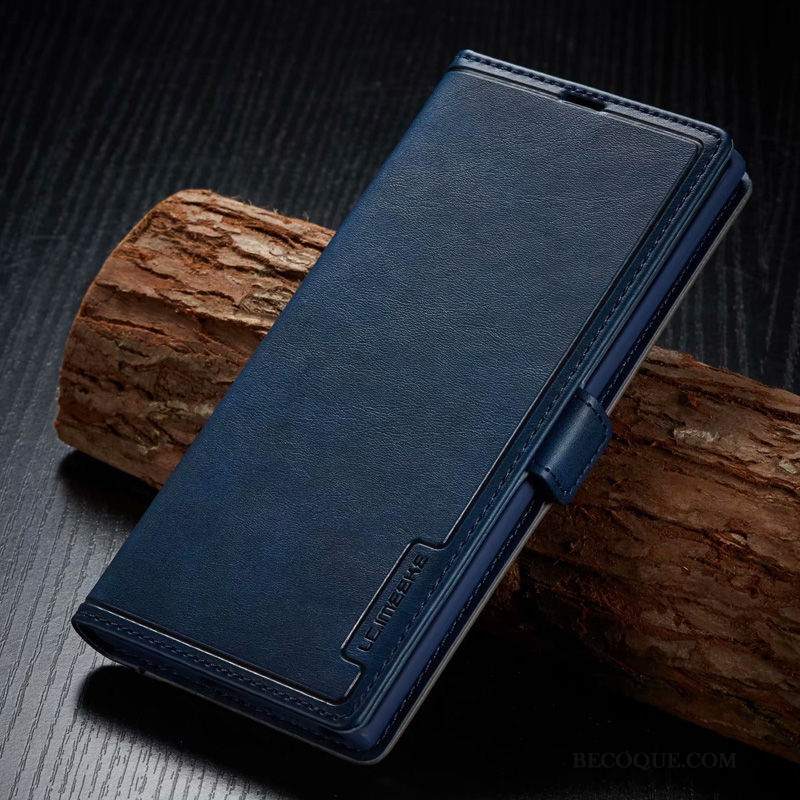 Futerał Samsung Galaxy Note 10 Skóra Tendencja Biznes, Etui Samsung Galaxy Note 10 Pokrowce Niebieskina Telefon