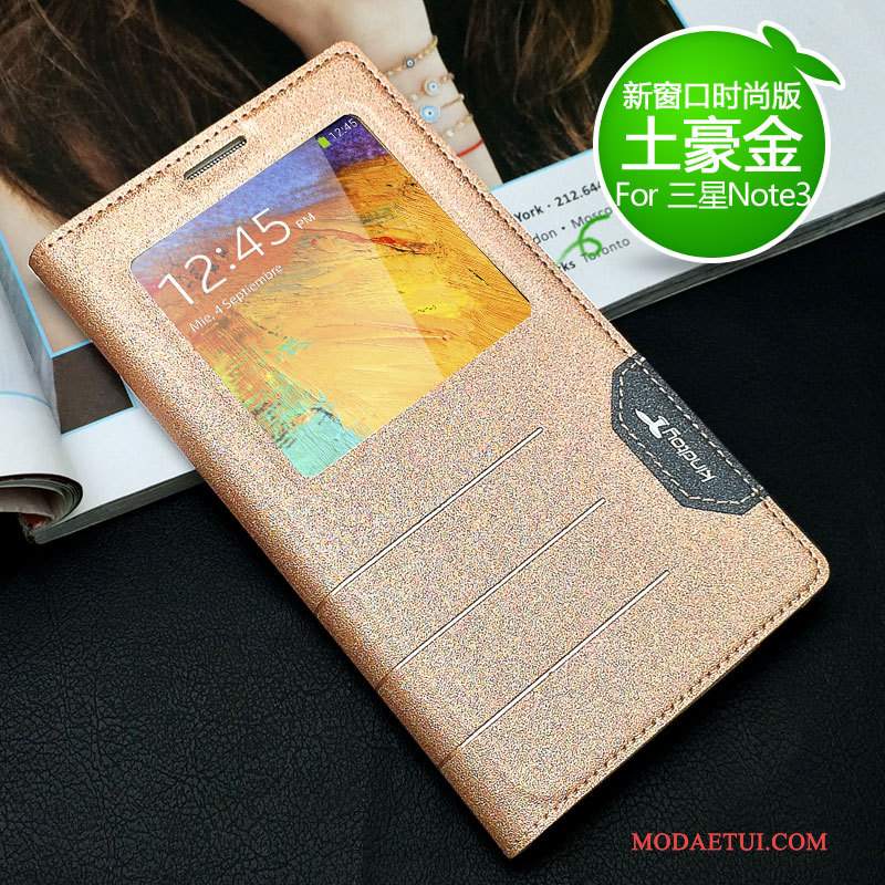 Futerał Samsung Galaxy Note 3 Skóra Nowyna Telefon, Etui Samsung Galaxy Note 3 Ochraniacz Złoto
