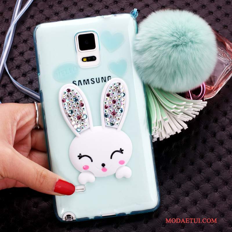 Futerał Samsung Galaxy Note 4 Silikonowe Purpurowyna Telefon, Etui Samsung Galaxy Note 4 Rhinestone Futrzany Pompon Bunny