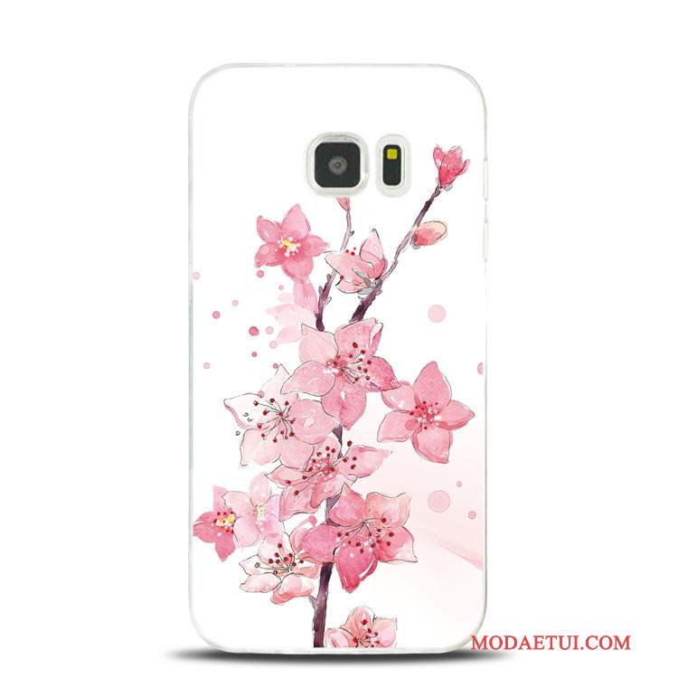 Futerał Samsung Galaxy Note 5 Relief Kwiaty Brzoskwinina Telefon, Etui Samsung Galaxy Note 5 Miękki Różowe