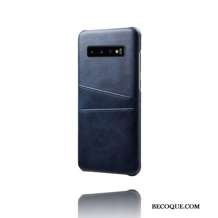 Futerał Samsung Galaxy S10 Skóra Na Telefon Niebieski, Etui Samsung Galaxy S10 Ochraniacz Karta