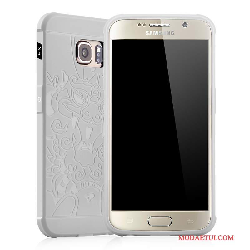 Futerał Samsung Galaxy S6 Miękki Biznesna Telefon, Etui Samsung Galaxy S6 Relief Szary Jasny