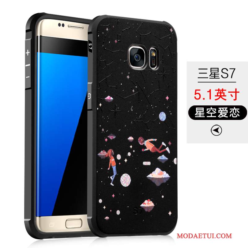 Futerał Samsung Galaxy S7 Ochraniacz Anti-fallna Telefon, Etui Samsung Galaxy S7 Kreskówka Nubuku Czarny