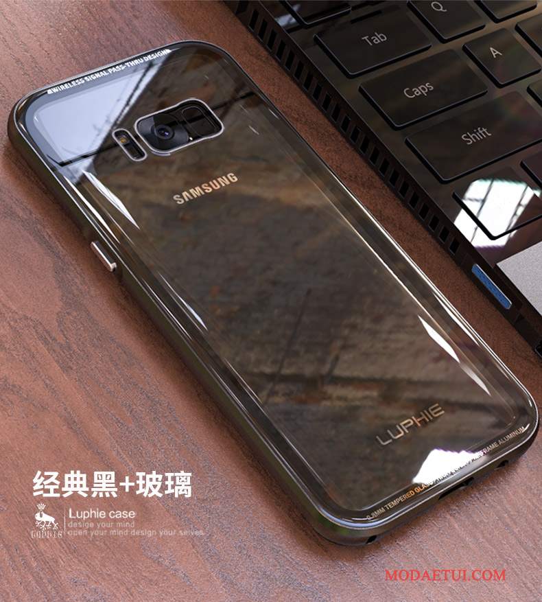 Futerał Samsung Galaxy S8+ Kreatywne Szkło Hartowane Czarny, Etui Samsung Galaxy S8+ Metal Na Telefon Granica