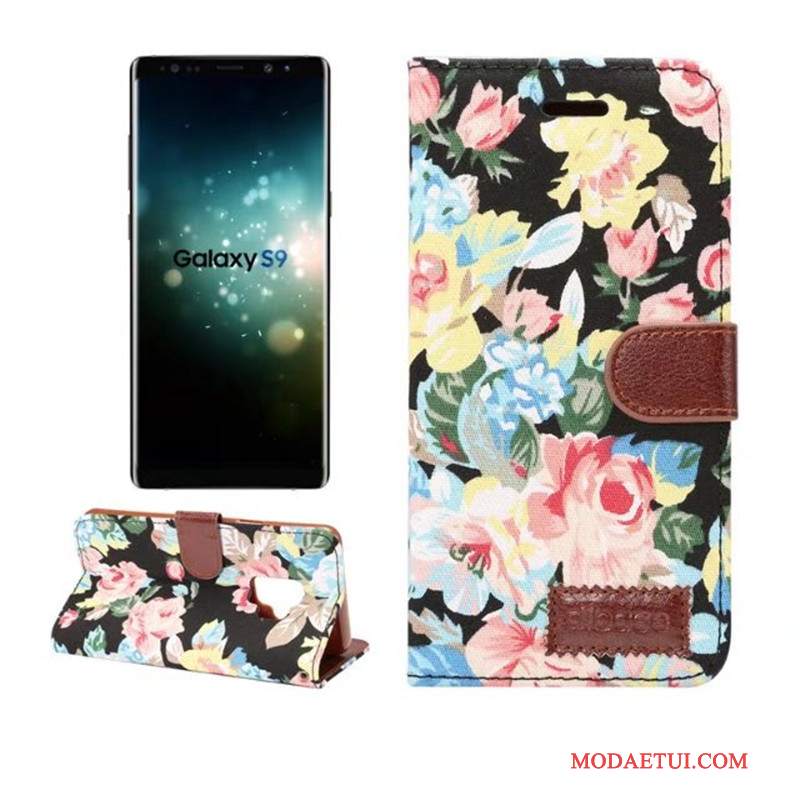 Futerał Samsung Galaxy S9 Miękki Wzór Kwiaty, Etui Samsung Galaxy S9 Pokrowce Karta Płótno