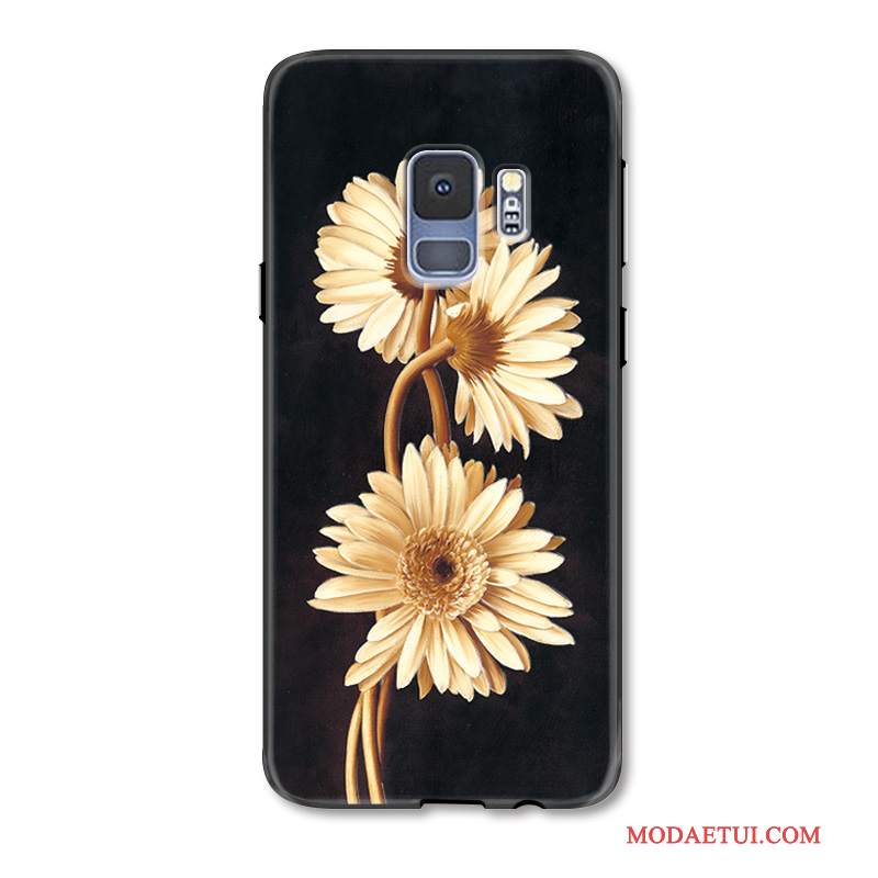 Futerał Samsung Galaxy S9+ Moda Tendencja Kwiaty, Etui Samsung Galaxy S9+ Ochraniacz Czarny Sztuka