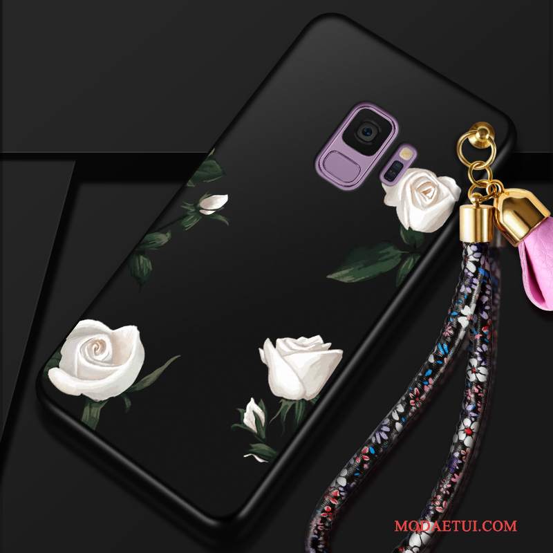 Futerał Samsung Galaxy S9 Silikonowe Czarny Czerwony, Etui Samsung Galaxy S9 Miękki Na Telefon Kwiaty