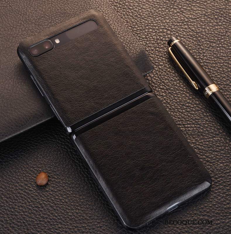 Futerał Samsung Z Flip Skóra Filmy Szczęśliwy, Etui Samsung Z Flip Tylna Pokrywana Telefon