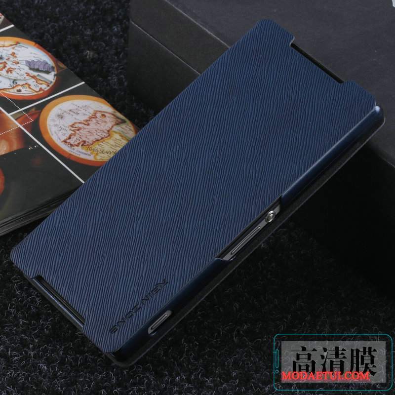 Futerał Sony Xperia Z2 Ochraniacz Biznesna Telefon, Etui Sony Xperia Z2 Skóra Ciemno Niebieski Anti-fall
