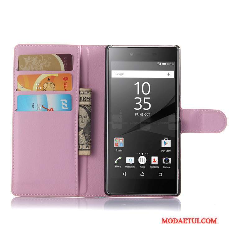 Futerał Sony Xperia Z5 Skóra Na Telefon Różowe, Etui Sony Xperia Z5 Portfel