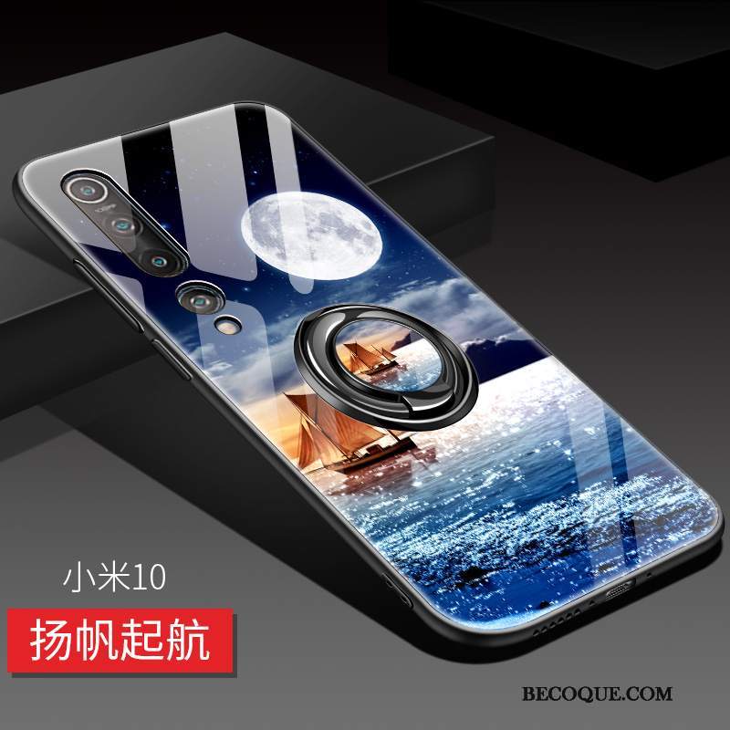 Futerał Xiaomi Mi 10 Silikonowe Magnetyzm Ciemno Niebieski, Etui Xiaomi Mi 10 Wspornik Anti-fallna Telefon