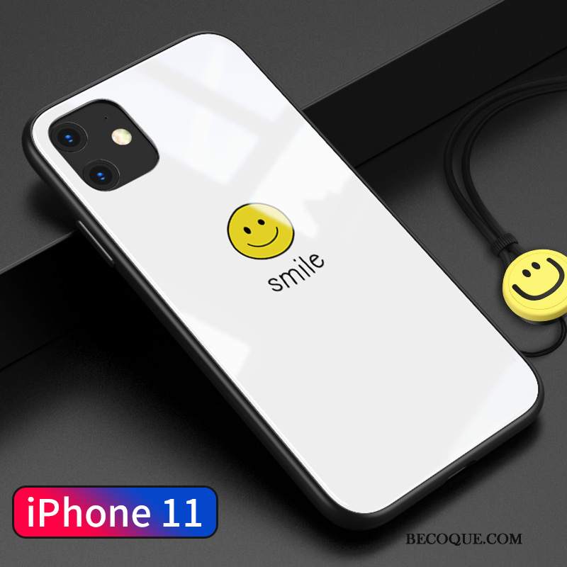 Futerał iPhone 11 Kreskówka Proste Szkło, Etui iPhone 11 Silikonowe Biały Zakochani