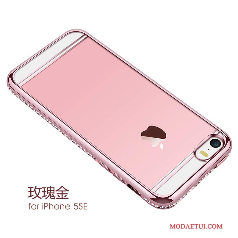 Futerał iPhone 5/5s Rhinestone Różowe Złoto Tendencja, Etui iPhone 5/5s Luksusowy Na Telefon