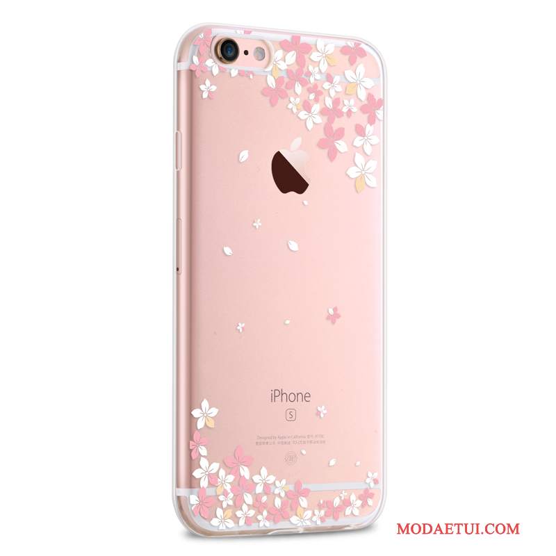 Futerał iPhone 6/6s Plus Miękki Piękny Różowe, Etui iPhone 6/6s Plus Silikonowe Biały Przezroczysty