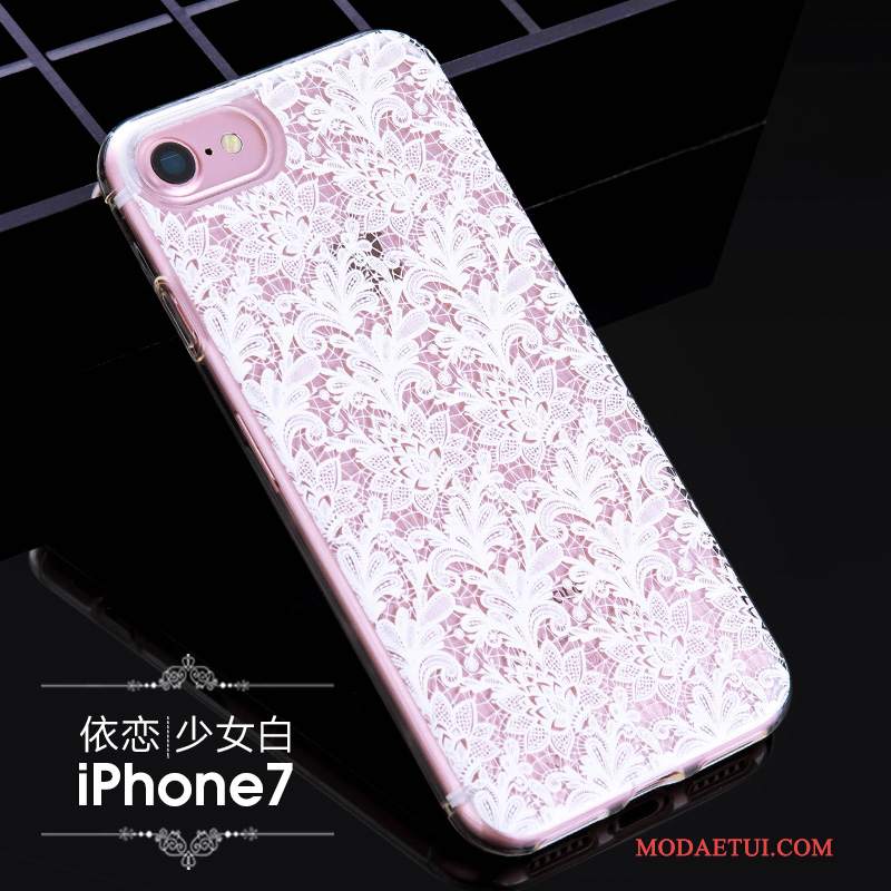 Futerał iPhone 7 Miękki Różowe Koronka, Etui iPhone 7 Silikonowe Modna Marka Nowy