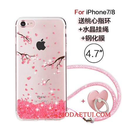 Futerał iPhone 7 Na Telefon Różowe, Etui iPhone 7 Modna Marka Wiszące Ozdoby