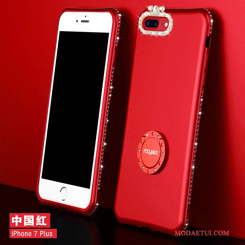 Futerał iPhone 7 Plus Metal Na Telefon Czerwony, Etui iPhone 7 Plus Miękki Anti-fall Tylna Pokrywa