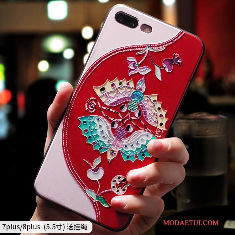 Futerał iPhone 7 Plus Torby Osobowość Chiński Styl, Etui iPhone 7 Plus Silikonowe Niebieski Anti-fall