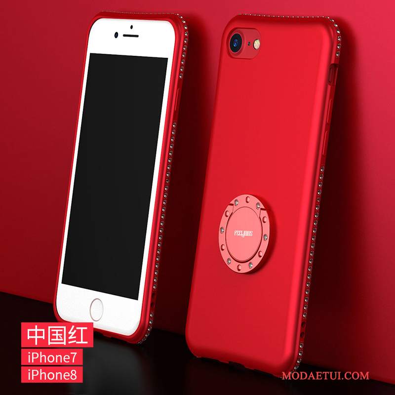 Futerał iPhone 8 Miękki Czerwony Tendencja, Etui iPhone 8 Rhinestone Anti-fallna Telefon