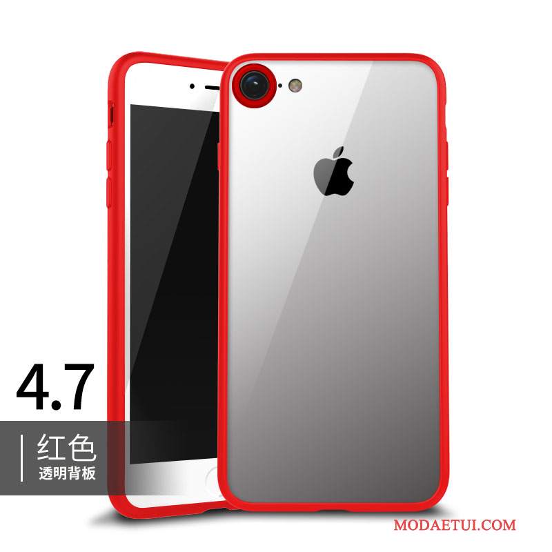 Futerał iPhone 8 Miękki Granica Przezroczysty, Etui iPhone 8 Silikonowe Na Telefon Czerwony